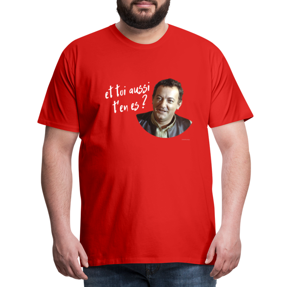 T-shirt Foncé Homme : Marcel Benhur Amineméphèt "et toi aussi t'en es ?" - rouge