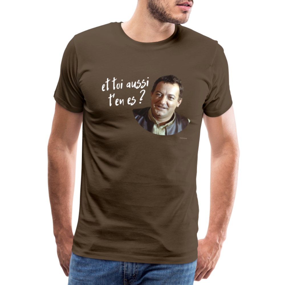 T-shirt Foncé Homme : Marcel Benhur Amineméphèt "et toi aussi t'en es ?" - marron bistre