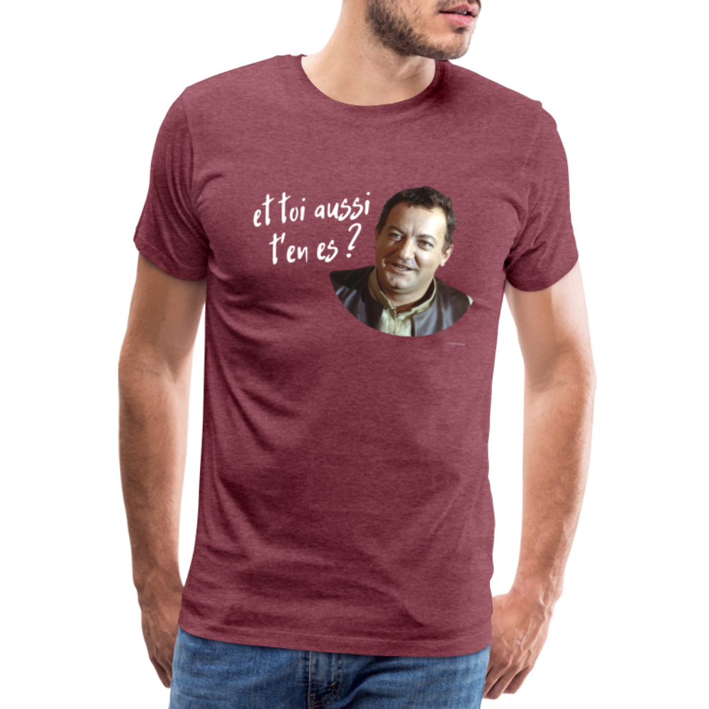 T-shirt Foncé Homme : Marcel Benhur Amineméphèt "et toi aussi t'en es ?" - rouge bordeaux chiné