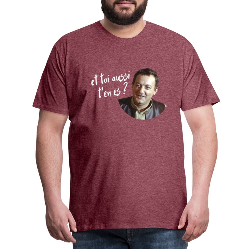 T-shirt Foncé Homme : Marcel Benhur Amineméphèt "et toi aussi t'en es ?" - rouge bordeaux chiné