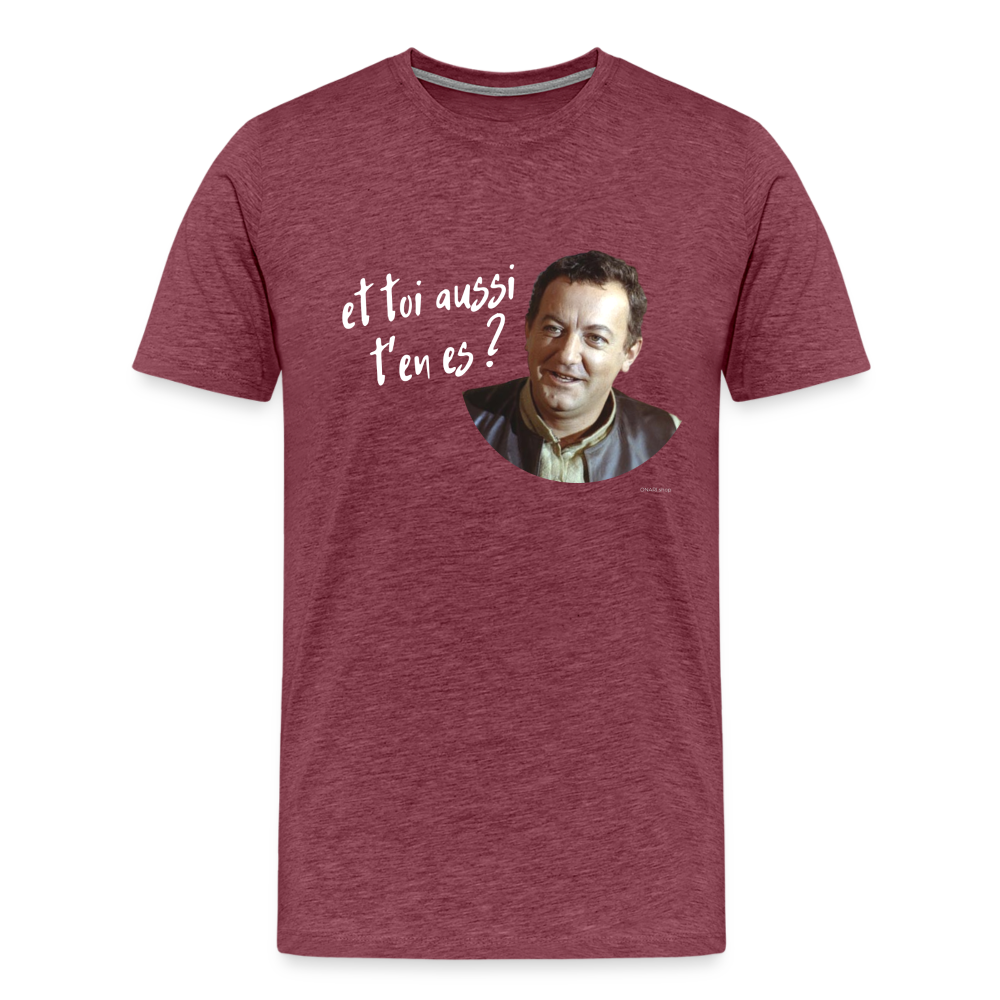 T-shirt Foncé Homme : Marcel Benhur Amineméphèt "et toi aussi t'en es ?" - rouge bordeaux chiné