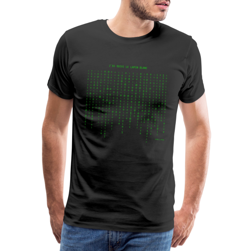 T-shirt Premium Homme : Matrix : J'ai suivi le lapin blanc - noir