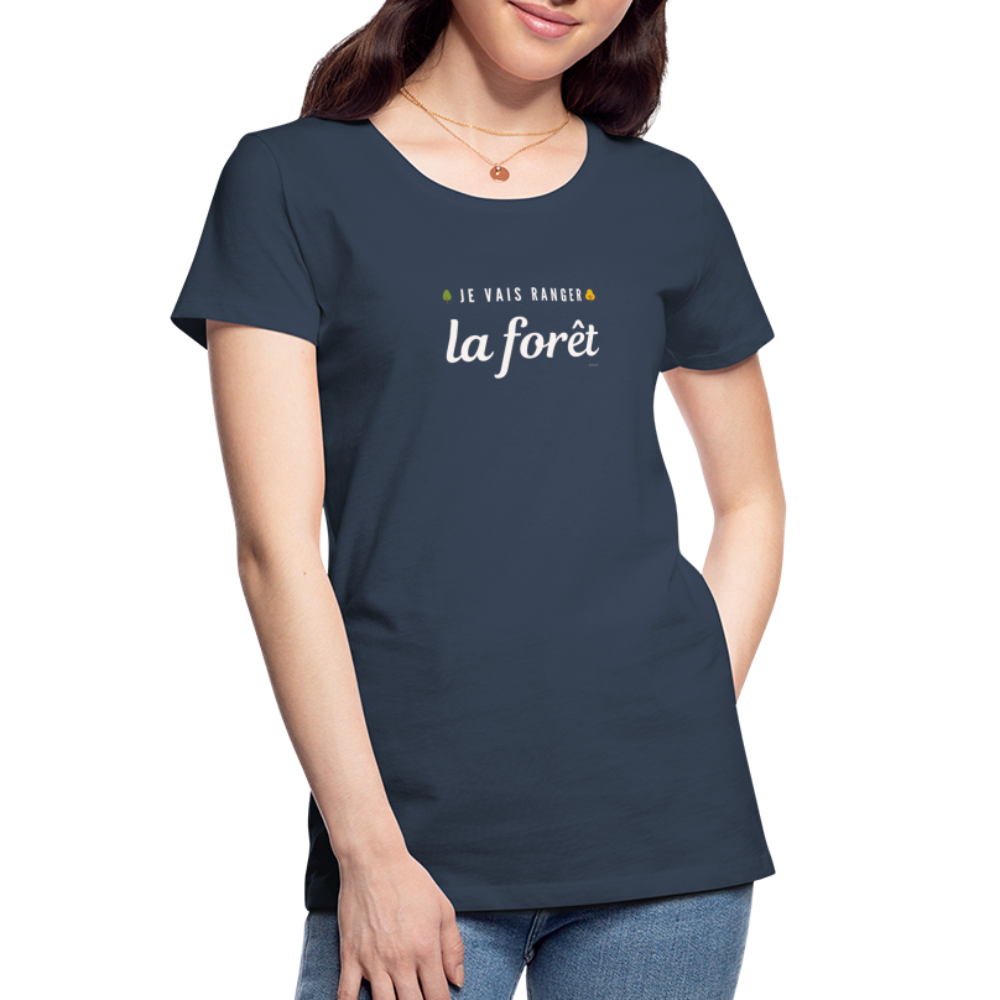 T-shirt bio Femme Je vais ranger la forêt RRRrrrr!!! - bleu marine